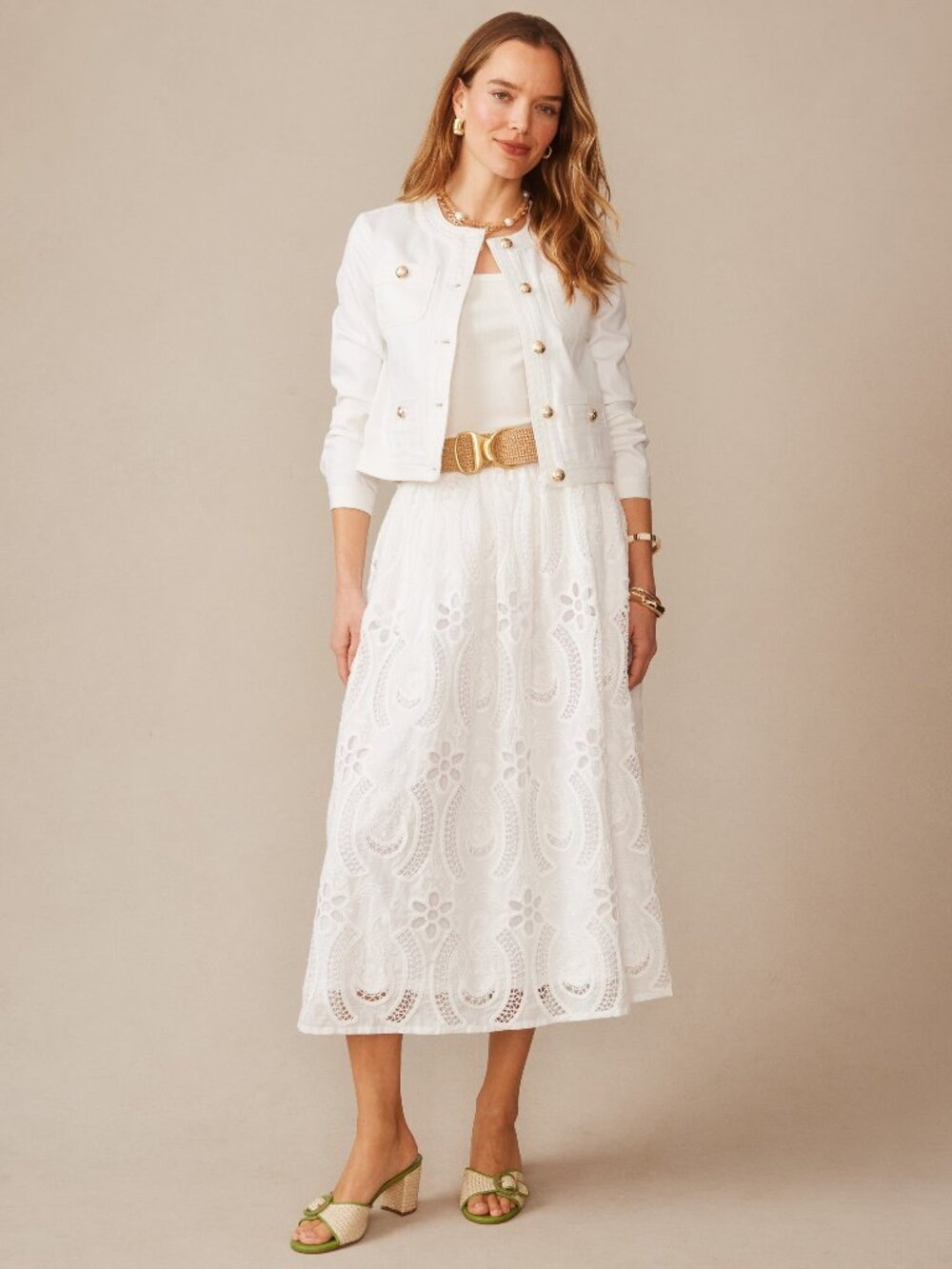 J McLaughlin Winnie Skirt in Eyelet - White NEW